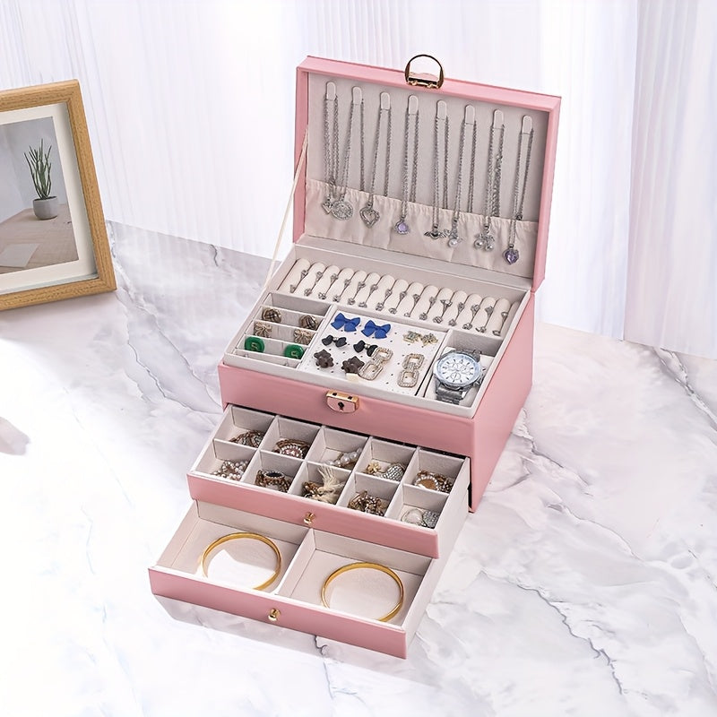 KYPHIREL - Premium Jewelry Storage Box for Necklaces, Earrings, Studs, Bracelets, Rings, and Exquisite Golden Jewelry - Large Capacity - Mother's Day Gift, Father's Day Gift, Teacher's Day Gift, Halloween, Thanksgiving, Christmas, Gift, Jewelry Boxes