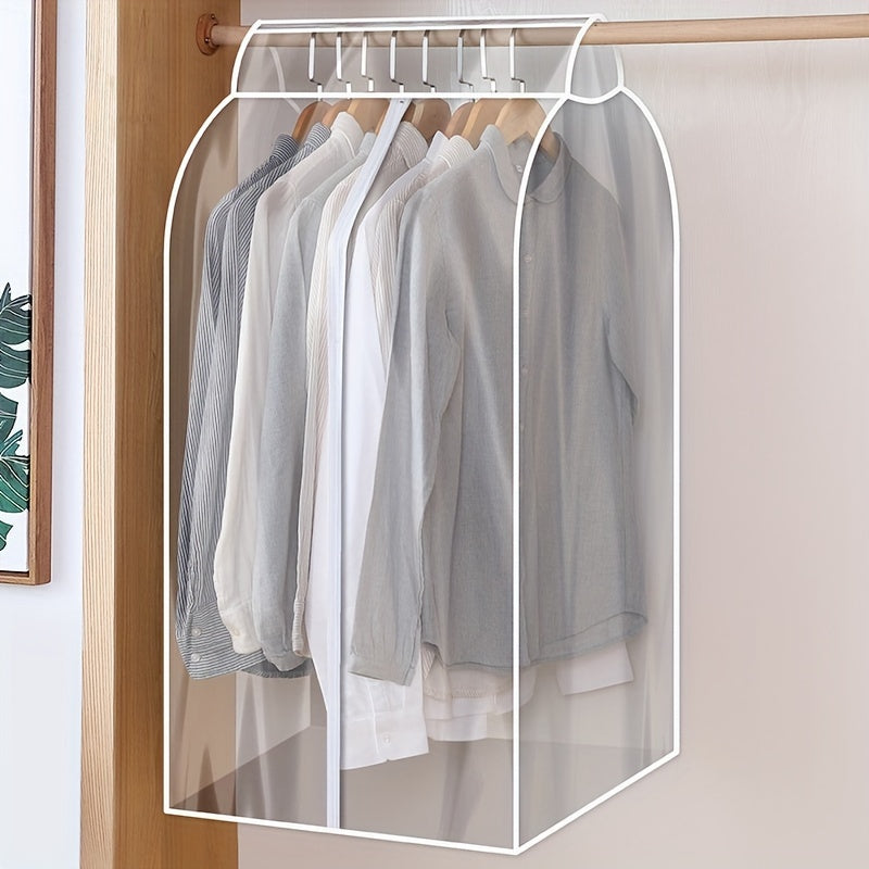 Clear Hanging Garment Bag with Zipper, Single-Piece PVC Dustproof Wardrobe Cover for Coats Suits and Dresses in Bedroom and Dorm Storage, Frame Not Included