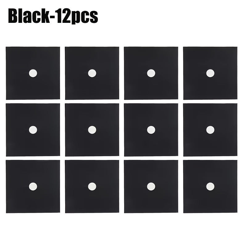 12pcs Teflon Gas Stove Protective Cover, 0.12mm Thick, Reusable, Non-stick, Quick Clean Kitchen/cooking Liner Kitchen Supplies Home Kitchen Supplies Outdoor Cooking Tool Protective Cover, Barbecue Mat