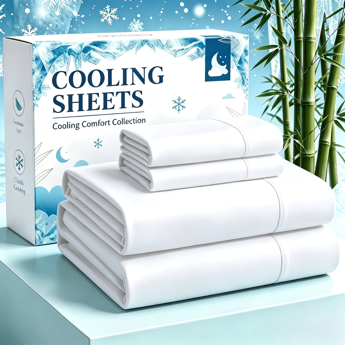 4-Piece Luxury Cooling Sheet Set - Breathable And Cooling Sheets - Hotel Luxury Sheet Set - Easy to Install And Secure - Soft, Wrinkle-Resistant Comfortable Sheets - Extra Deep Pocket Sheet Set - 4-Piece Set, Color Random