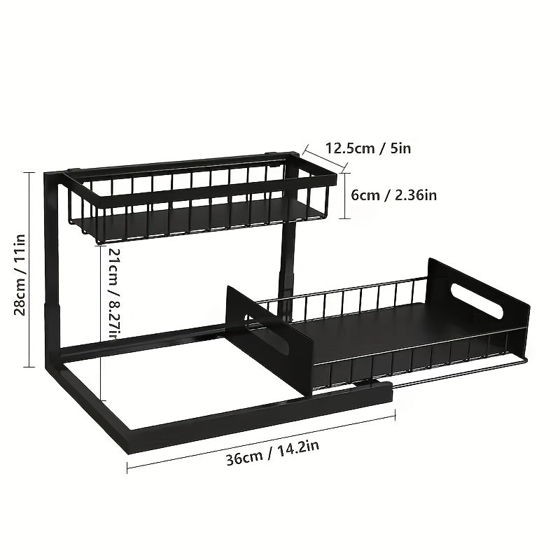 1/2pcs Kitchen Organizers And Storage, Kitchen Accessories, Utility Racks, Under Sink Organizer, Pull Out Cabinet Organizer, 2 Tier Slide Out Sink Shelf, Cabinet Storage Shelves, Under Sink Storage for Kitchen Bathroom Cabinet