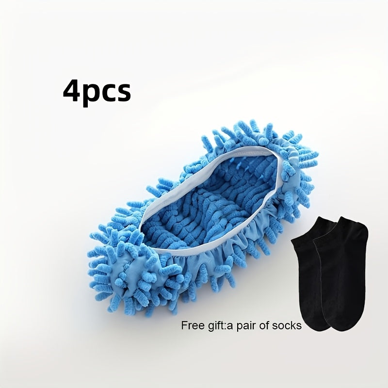 Lazy Mop Slippers Reusable Detachable Washable Chenille Dust Mop Shoes Cover for Floor Cleaning No Electricity Household Cleaning Tool for Living Room Bedroom Halloween Christmas Gifts