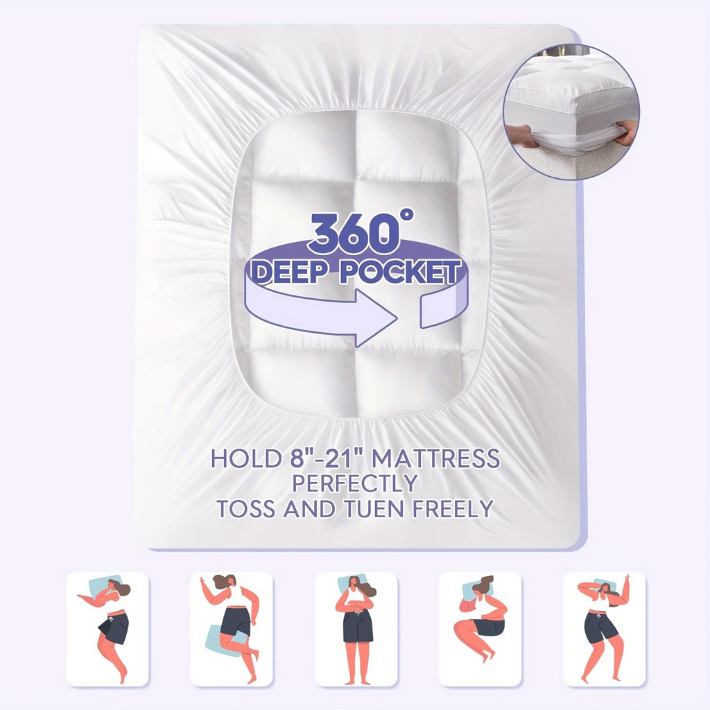 Cool Bamboo Mattress Top Layer - Blanket Mattress Cover, Pillow Mattress Cover, with 8-21 Inches Deep Pockets, Suitable for Home, Hotel, And Dormitory Bedding