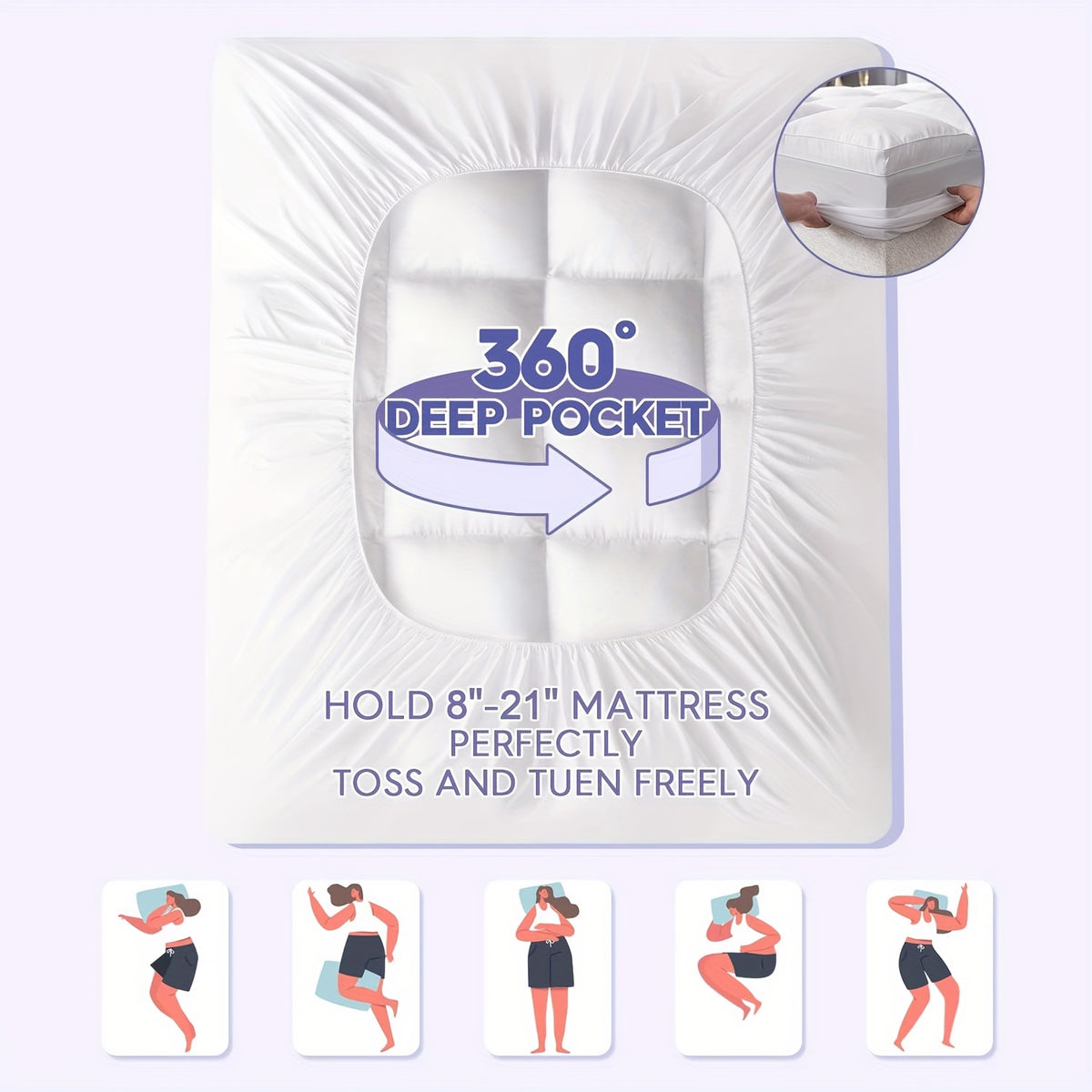 Cool Bamboo Mattress Top Layer - Blanket Mattress Cover, Pillow Mattress Cover, with 8-21 Inches Deep Pockets, Suitable for Home, Hotel, And Dormitory Bedding