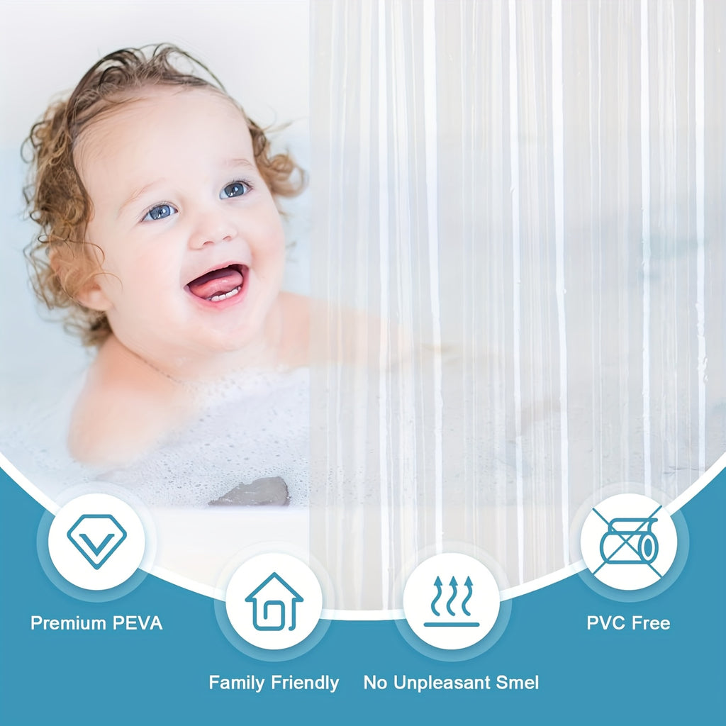 Bathroom Shower Curtain Plastic Shower Curtain Premium PEVA with Rust-Proof Grommets Clear 10G Bathroom Additions 80X80. Randomly Send Clothes Hooks