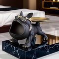 Dog Statue with Tray, Modern Resin Decorative Catchall for Keys Jewelry and Earrings in Black Grey Orange or Green for Entryway, Home and Office