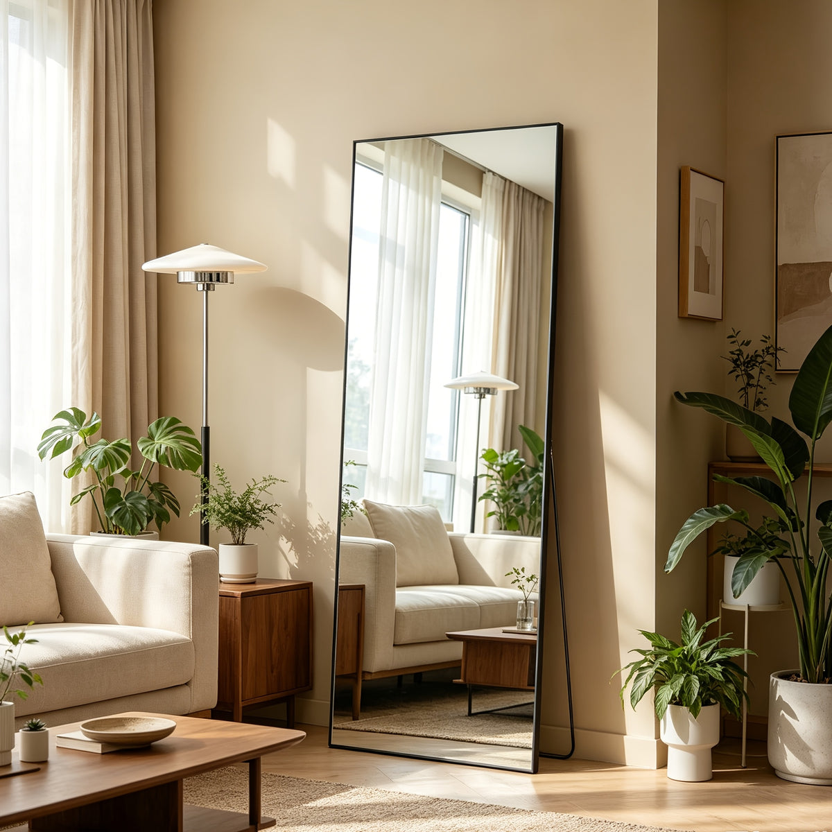 Full Length Floor Mirror, Shatterproof Tempered Glass & Metal Frame, Free Standing or Leaning Dressing Mirror, Circle Vanity Mirrors in Various Sizes Suitable for Home Decor, Bathroom Bedroom Living Room Entryway, Hanging or Leaning