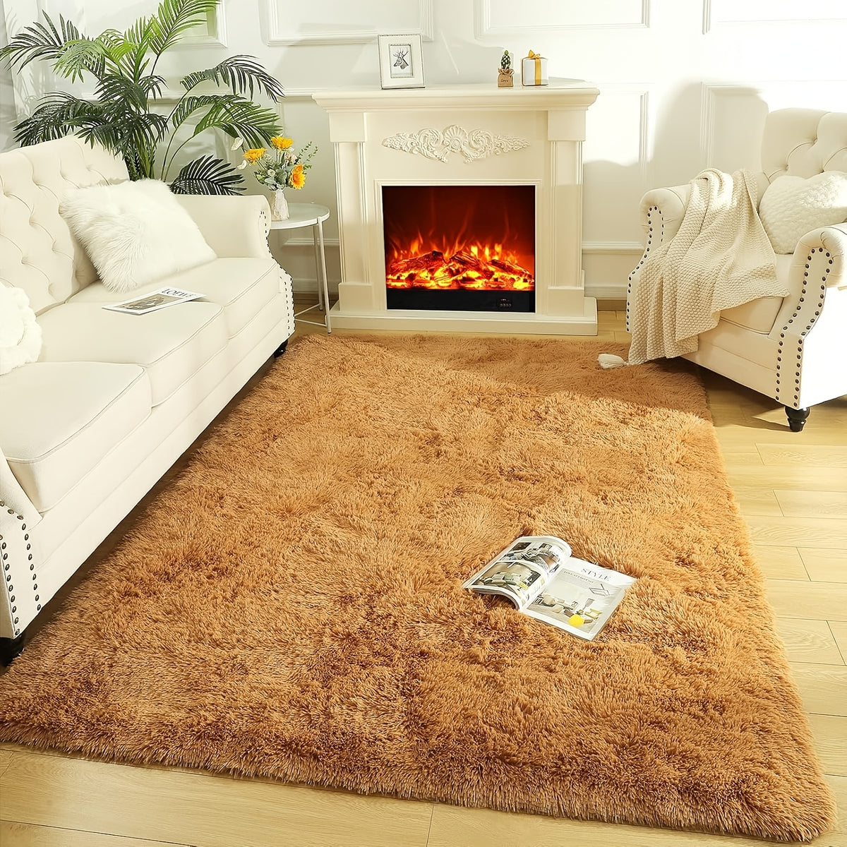1pc Of Ultra Soft And Thick Fluffy Living Room Carpet, Non Slip, Soft, Comfortable, Fashionable, High-end, Available In Various Sizes And Colors. The Carpet Can Be Used for Bedroom, Dining Room, Living Room, And Office Decoration, Home Decoration