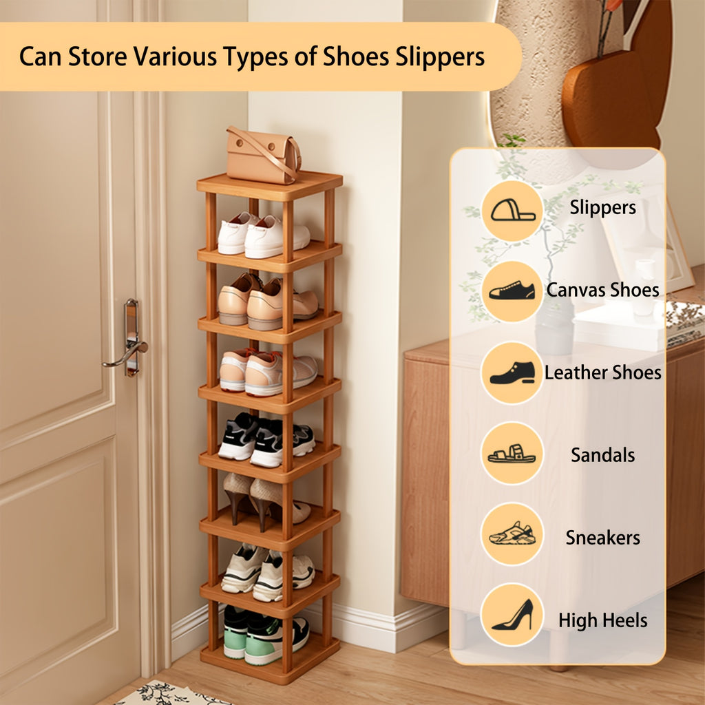 Bamboo Shoe Rack, Capable Of Storing 3/6/9 Pairs Of Shoes, Wood Grain Decoration, Easy to Assemble, Space Saving, Suitable for Entrances, Living Rooms, Bedrooms, And Dormitories. Brown. Multi Layer Independent Storage Rack.