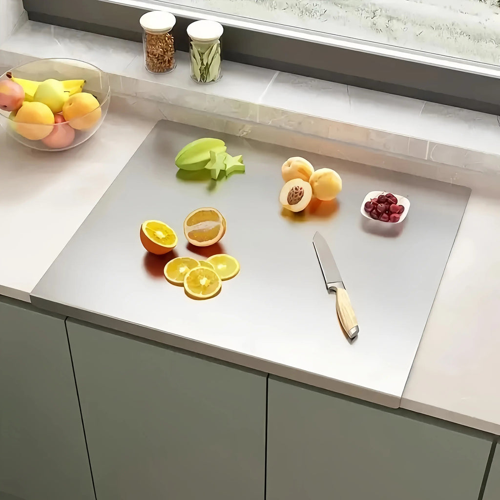Extra Large Double-Sided Stainless Steel Cutting Board Butcher Block Rolling Board, 27.5 X 15.75 Inches Multi-Purpose Cutting Baking Easy to Clean Kitchen Supplies
