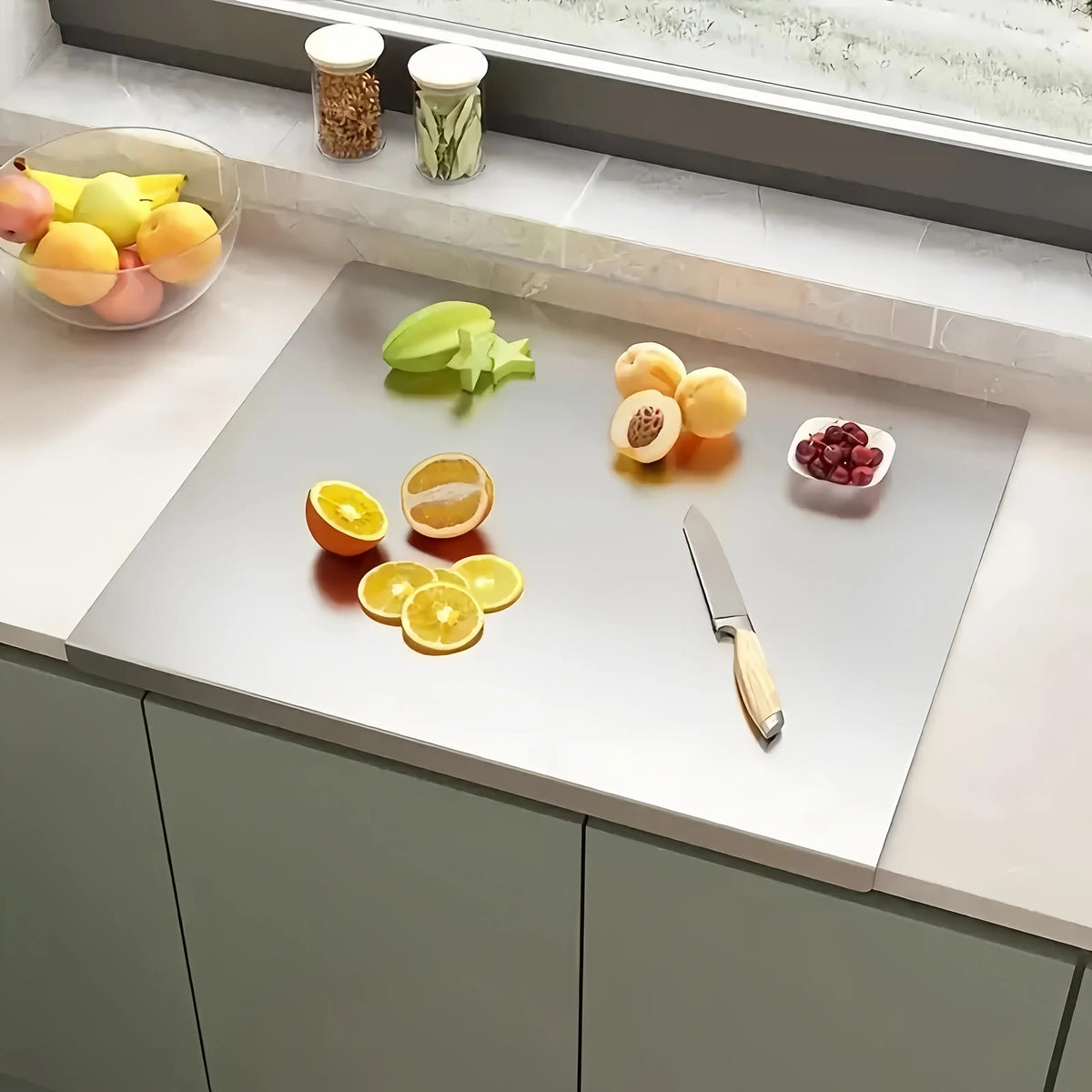 Extra Large Double-Sided Stainless Steel Cutting Board Butcher Block Rolling Board, 27.5 X 15.75 Inches Multi-Purpose Cutting Baking Easy to Clean Kitchen Supplies