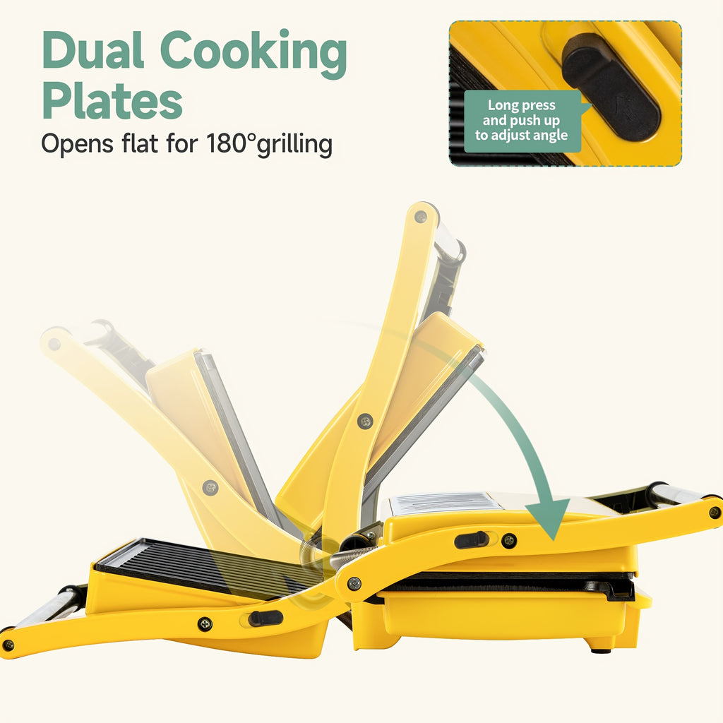 3-in-1 Electric Indoor Grill - Panini Press With Non-Stick Cooking Plates, Opens 180-Degree Gourmet Sandwich Maker, Floating Hinge Fits All Foods, Panini Press Grill With Grease Tray
