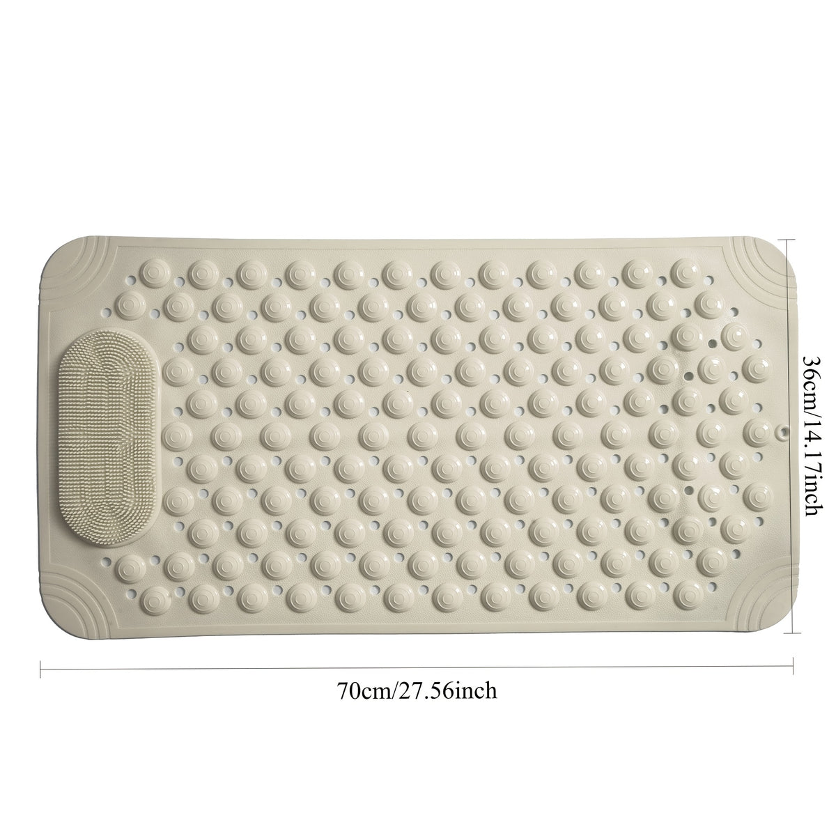 Non-Slip PVC Bath Mat with Massage Buttons - Light Blue & Multi-Color Polka Dot Pattern, Rectangular Shower and Bathroom Safety Mat, 0.35inch Thick, Durable PVC Material, Bath Accessories