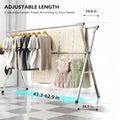 Adjustable Clothes Drying Rack, 43.3–62.9 Inch Foldable Three-Rod Galvanized Metal Laundry Airer for Indoor Outdoor Clothes, Blankets and Bedding