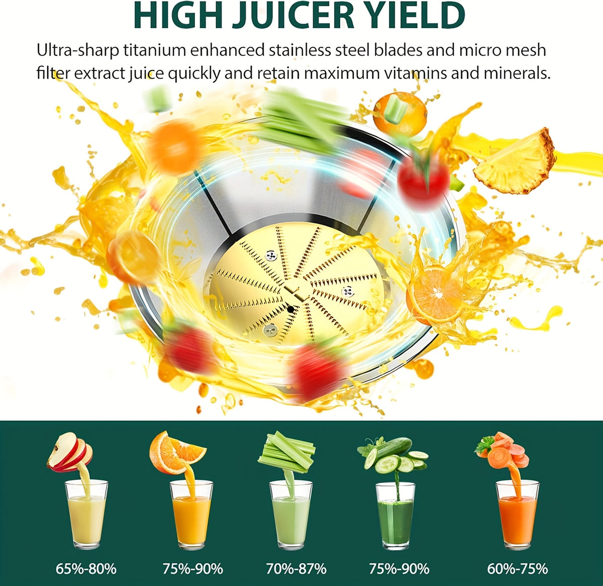 Multi-Function Juicer, Juice Blender, Mixer, Food Processor, 3-Inch Wide-Mouth Juicer Extractor for Vegetables And Fruits, 3-Speed Settings, Easy to Clean, Detachable, High Juice Yield, Fast Juicing, Quick Juice Extraction for Fruits And Vegetables