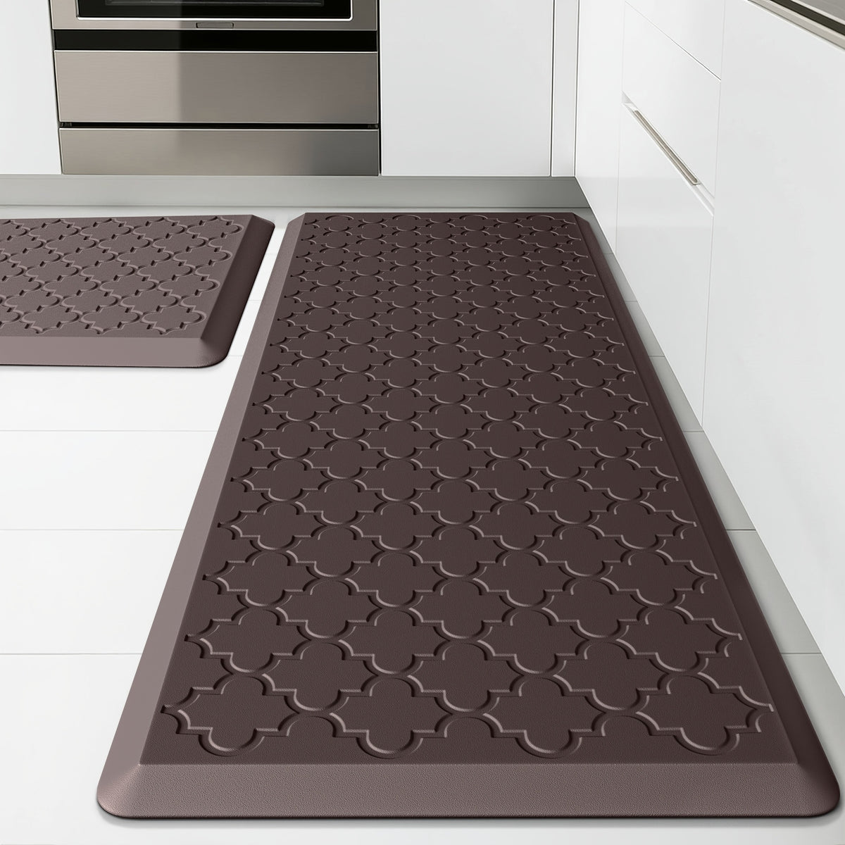 [Non-Slip Kitchen Mats] 2pcs Non-Slip Cushioned Kitchen Mats for Floor | Anti Fatigue Mats for Standing, Office, Sink, Laundry - Grey