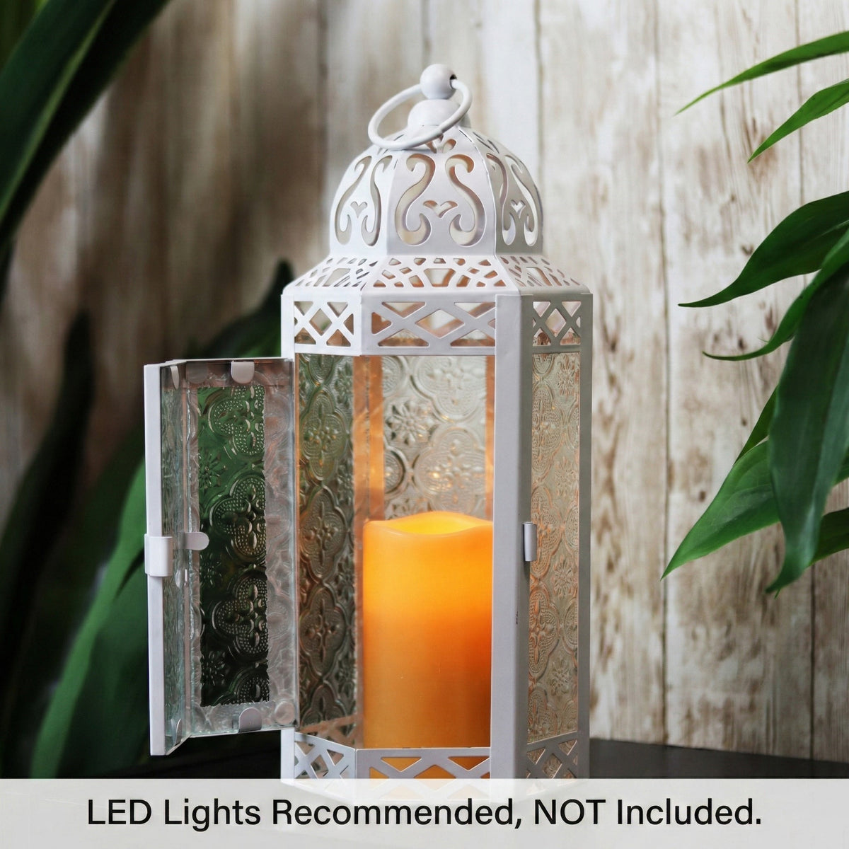 Decorative Moroccan Candle Lantern Holder, Medium, 10.5" Tall