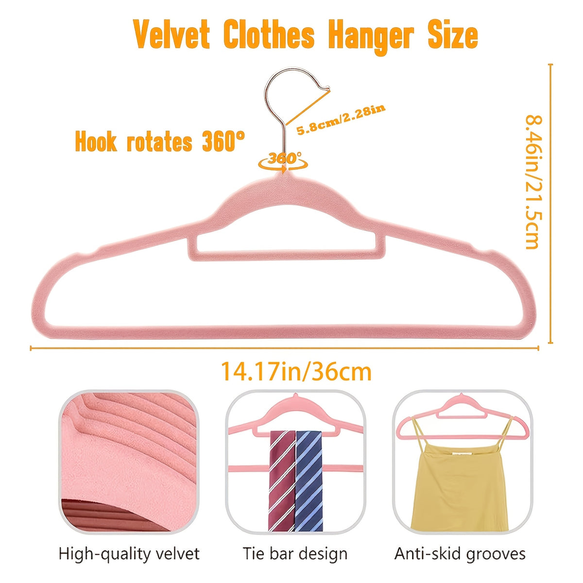 20/50 Pack Heavy-Duty Velvet Hangers, Non-Slip Design with 360° Swivel Hooks & Tie Racks, Essential for Home Organization, Dorm Storage, Prevents Clothes from Slipping, Deforming, Space-Saving Durable Hanging Tool for Wardrobes