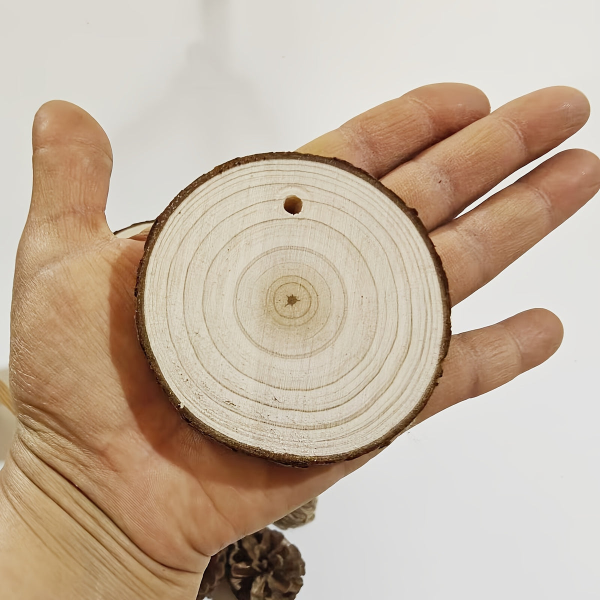 28pcs Wooden Coasters Natural Tree Bark Log Slices (2.7-3.5 Inches) | Unpolished Wood Slices Handicraft Art Supplies/ Christmas Decoration Materials/ Woodworking Tool Additions