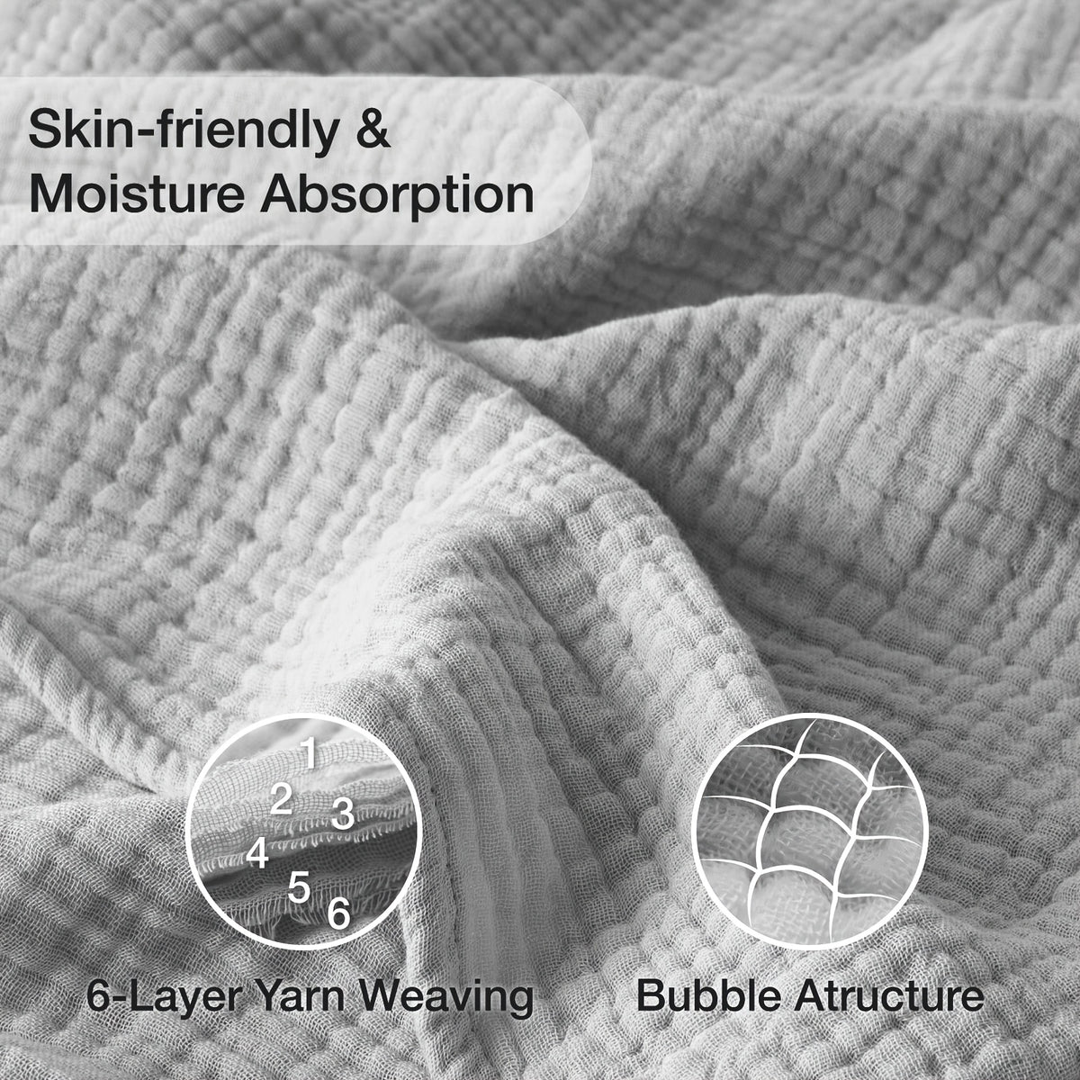 100% Muslin Blankets 6 Layers, Cooling Blanket, Room Decor Blanket, Perfect Holiday Gifts, Breathable & Lightweight, Camping Stuff, Soft Gauze Blanket, Suitable For New Year, Christmas Gifts