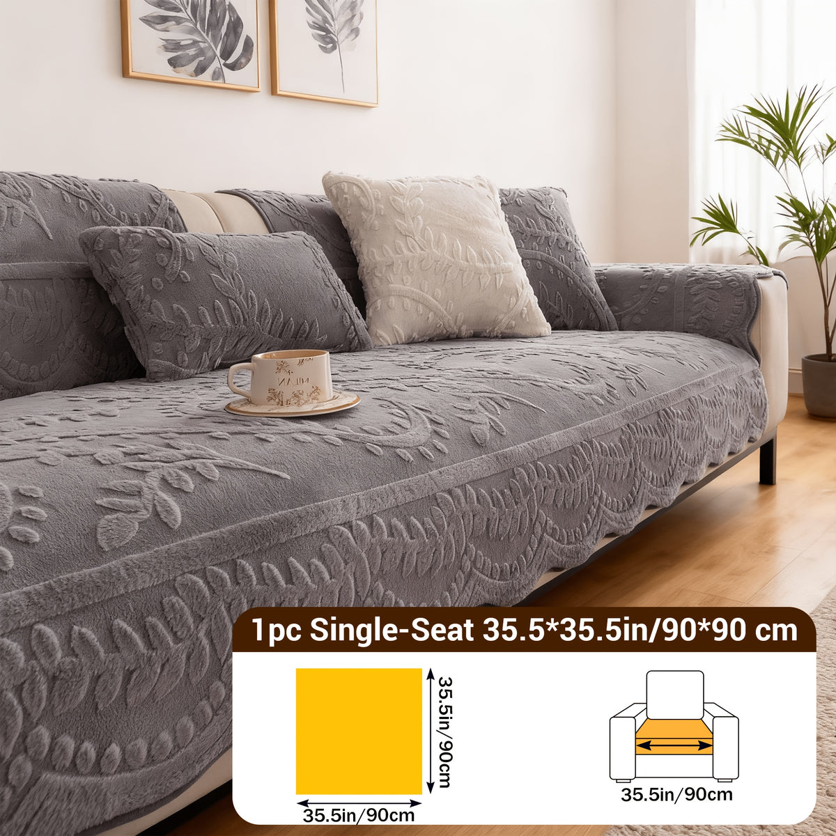 1pc Thickened Quilted Machine Washable Sofa Cushion, Faux Rabbit Fur Comfort Warm Non-slip Plush Sofa Cover, Breathable and Comfortable Pet-friendly for Bedroom, Office, Living Room, Suitable for 2/3/4-seater Sofa, Home Winter Decor, Christmas Gifts