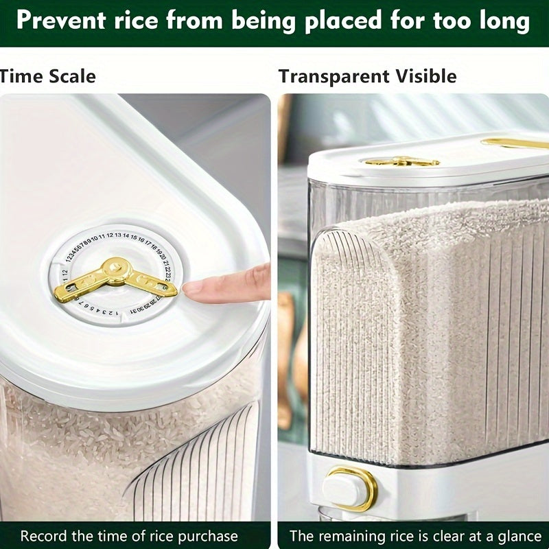 [Large Capacity Rice Container] 11/22-pound Large-capacity Rice Container Comes with A Measuring Cup And Time Markings, Perfect for Kitchen Organization And Pantry Storage Of Grains And Dry Foods