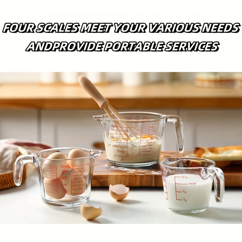 1/3pcs Glass Measuring Cups (10.14oz 16.91oz 33.81oz) Food Grade Measuring Cups - Microwave/Oven Suitable for Home Baking, Cooking, And Kitchen Essentials