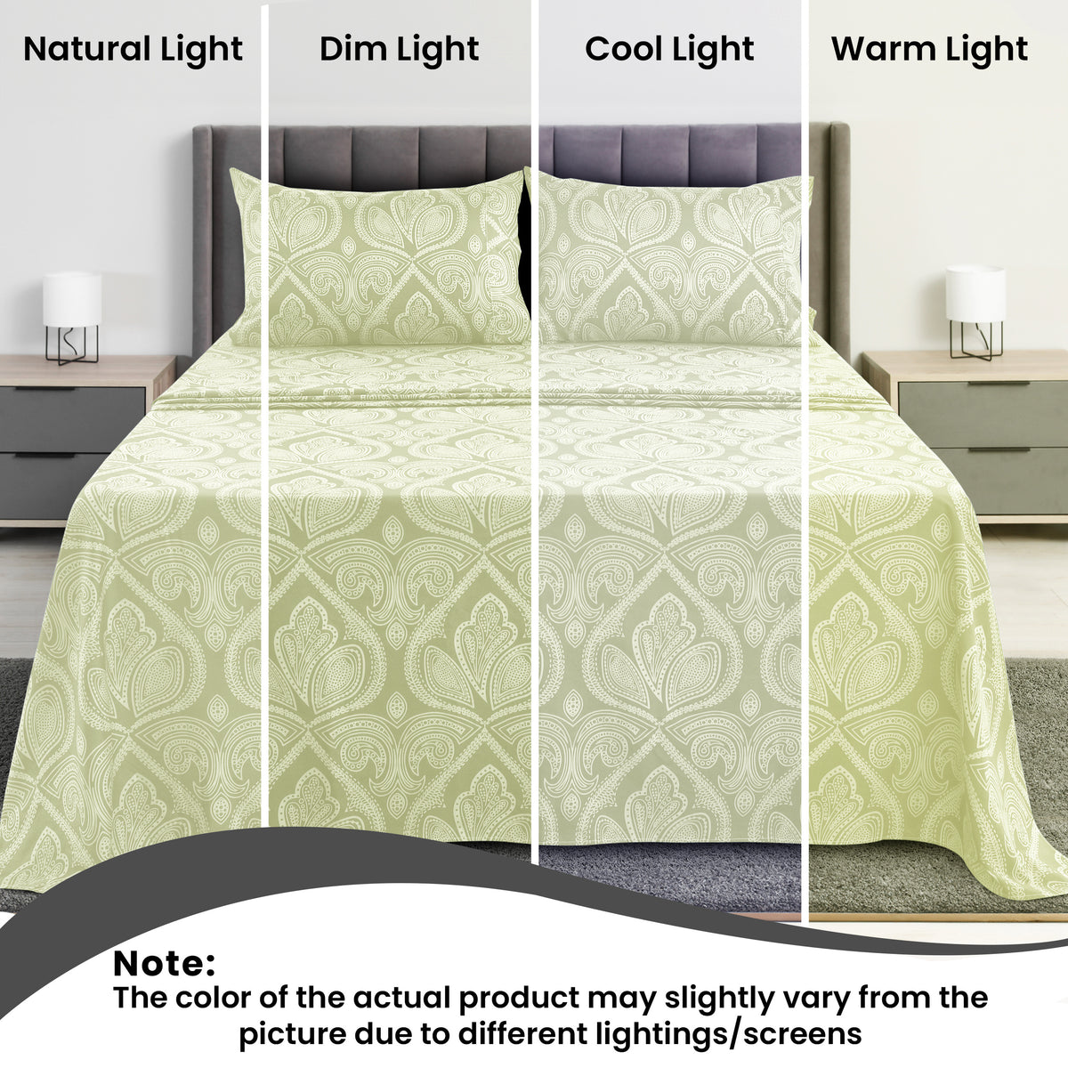 Paisley Bed Sheet Set, Soft Double Brushed Microfiber Bedding with 16-Inch Deep Pocket Fitted Sheet and Pillowcases in Six Sizes for Bedroom Comfort