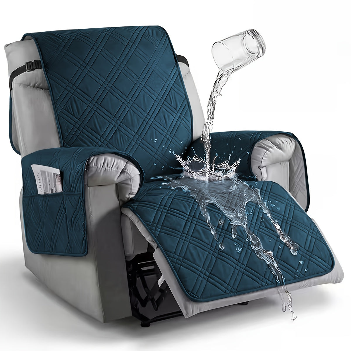 1pc Recliner Cover Sofa Cover, with Pocket Anti Slip Sofa Cushion, Pet Furniture Protective Cover, Quilted Sofa Recliner Cover with Elastic Band, Sofa Protective Cover, Sofa Accessories, Easy to Install, Random ColorShipped From 4 Assorted Colors.