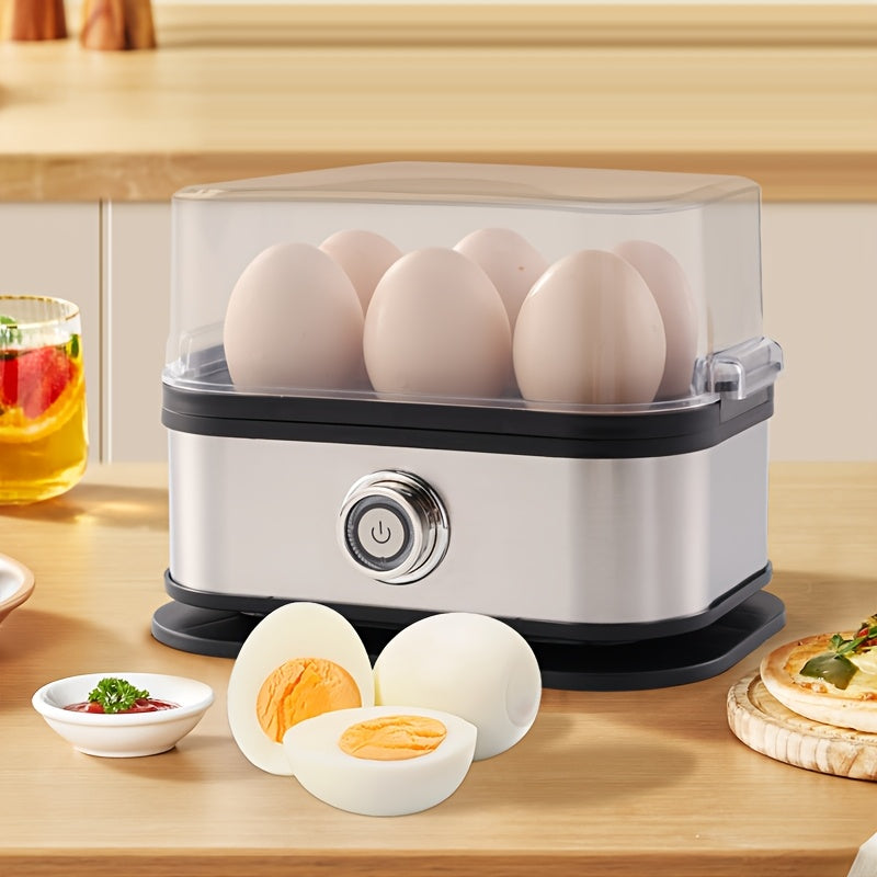Quick Egg Cooker, 6 Egg Capacity Egg Cooker, Hard Boiled, Semi-cooked, Soft Boiled Egg Cooker, with Automatic Shut-off and Alarm Function, Stainless Steel Household Electric Egg Steamer(Black)