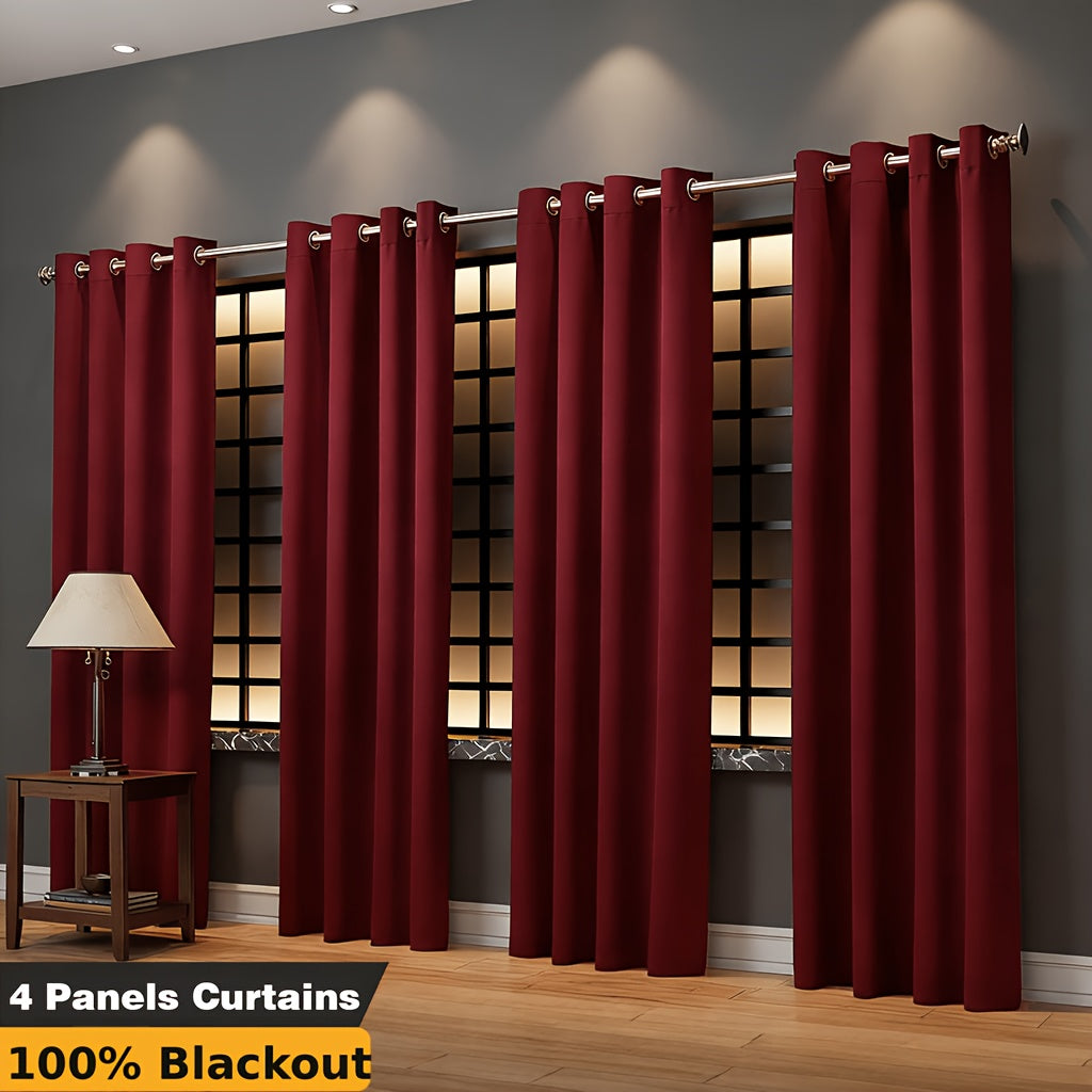 4pcs Pack Living Room Bedroom Blackout Curtains Living Room Bedroom Blackout Curtains Heat Insulation Noise Reduction Privacy Protection Privacy Screen Partition Curtains Suitable for Living Rooms Bedrooms Balconies And Courtyards