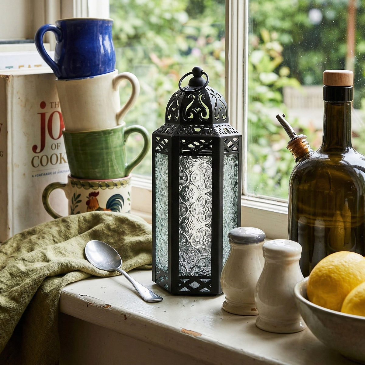 Decorative Moroccan Candle Lantern Holder, Medium, 10.5" Tall