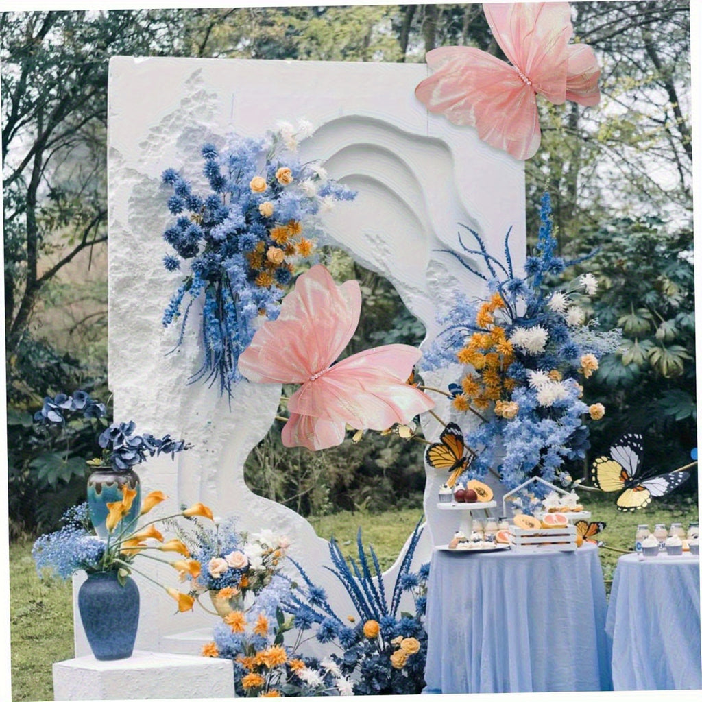 3pcs 50cm/ 19.69in Large Butterfly Artificial  Party Decoration 3D Butterfly Wall Decoration Baby Party Wedding Decoration Birthday Party Home Supplies Decoration