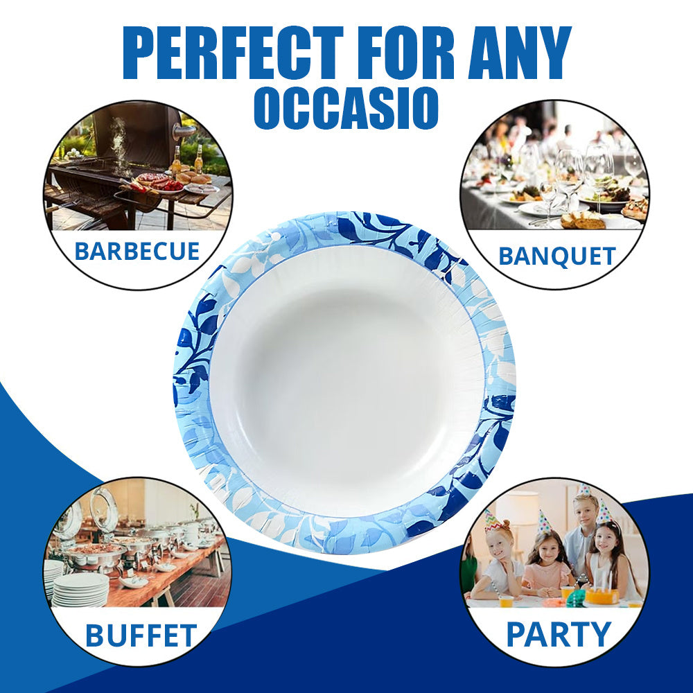 50/154/220 - Premium Paper Plates, 10 Inch Microwave-Safe, Cut Resistant, Soak-Proof, Sturdy Disposable Plates For Everyday Breakfast, Lunch, & Dinner Meals, Kitchen Decor, Kitchen Accessories, Wedding, Camping, Independence Day, Daily, Household ItemsUlt