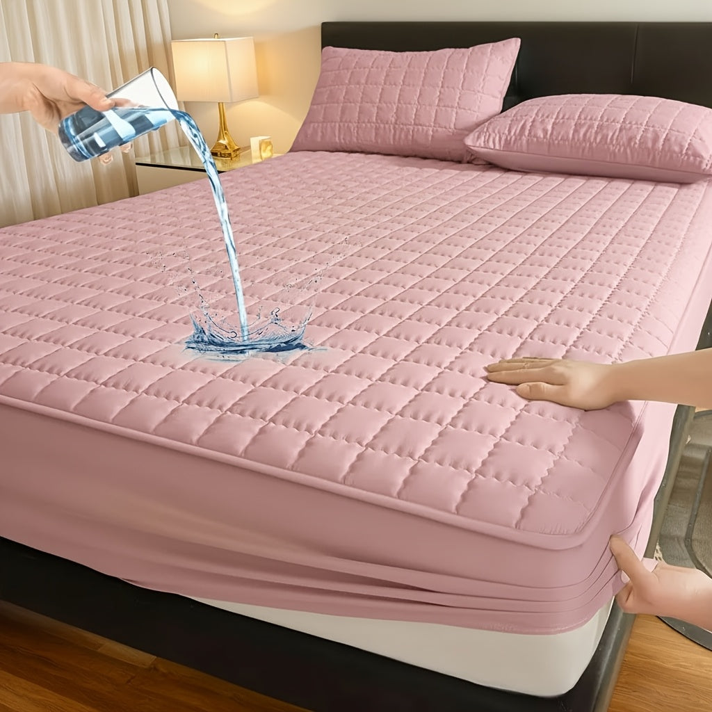 1pc Modern Soft Breathable Waterproof Bed Fitted Sheet - Lightweight, Fitted Mattress Protector For All Beds, Bedding Essentials, Minimalist Design (Excluding Pillowcases)