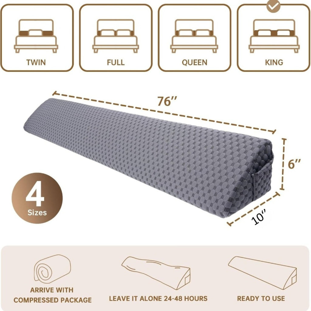 Foam Bed Wedge Pillow Suitable for Headboard Gap Filler & Mattress, Removable Cover with Foam Filling, Suitable for College Dorms, Adjustable Wedge for Sleeping Against Headboard or Wall, Machine Washable Bedding