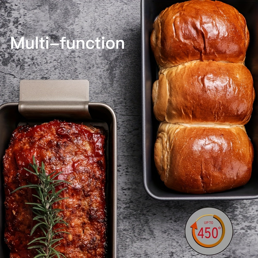 2pcs Patty Pan with Drain Tray, Non-Stick Meatloaf Pan for Baking, Reduces Fat, Enhances Flavor, Bread Pan Set