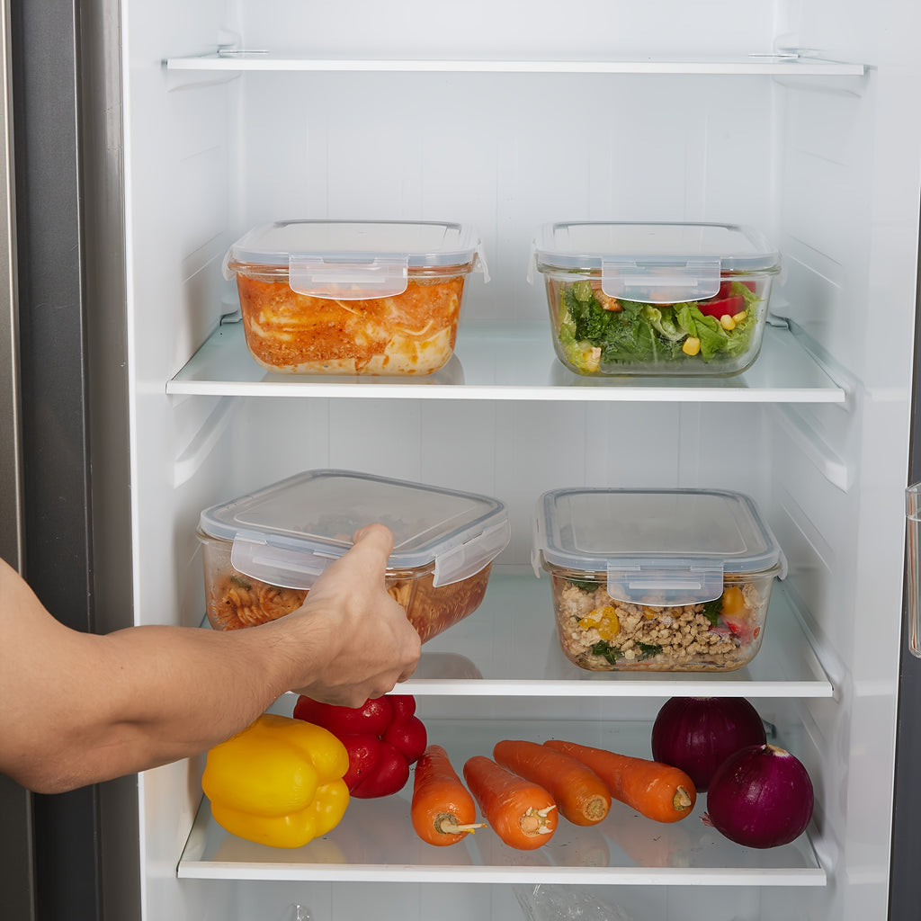 1860ml/ 63oz Large Glass Storage Containers With Lids, 2Pack for food & Dish Transport-Bus Tubs, Meal Prep for food Container Set With Snap Airtight Lid, Leak Proof, For Food Storage And Transportation