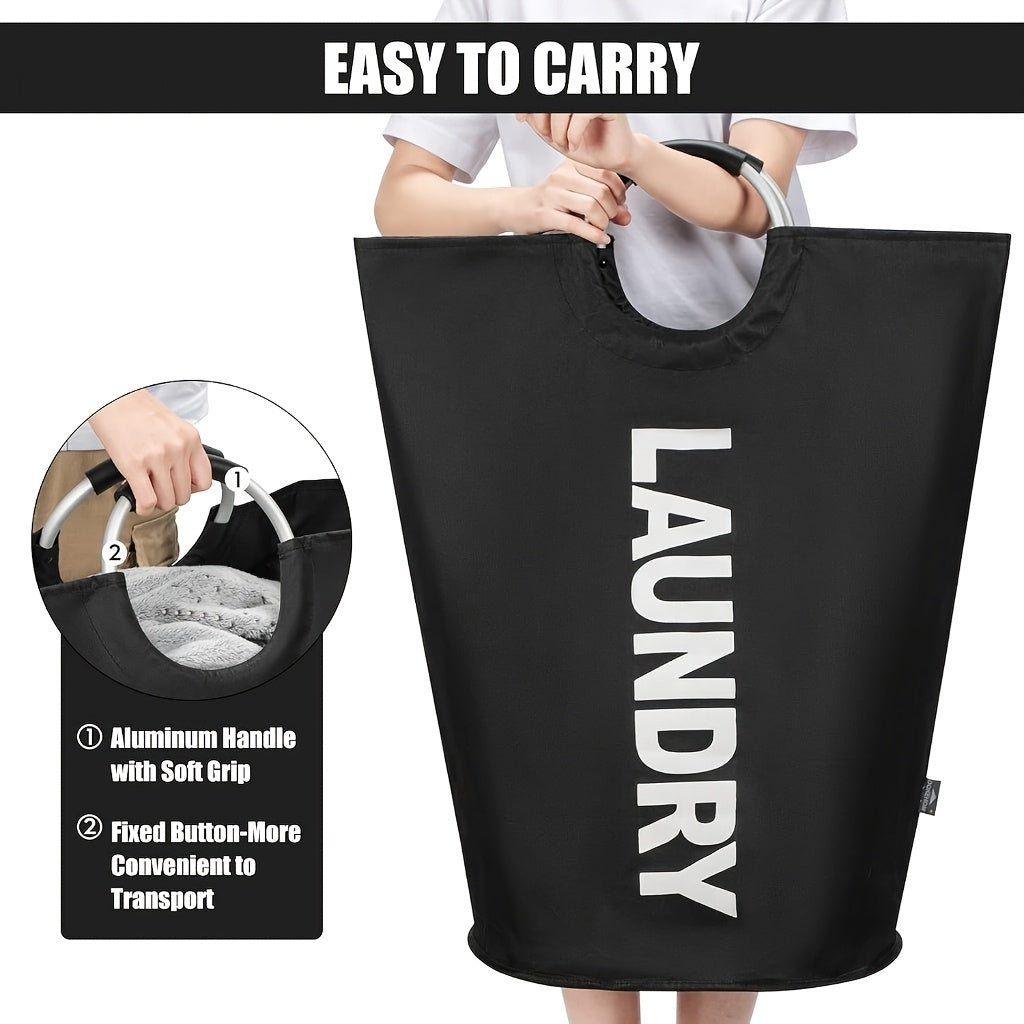 2pcs/ 1pc Large Foldable Laundry Basket, Dirt Clothes Basket With Padded Handle - Waterproof Freestanding Dirt Clothes Basket. Easter Gift(With Random Color Options)