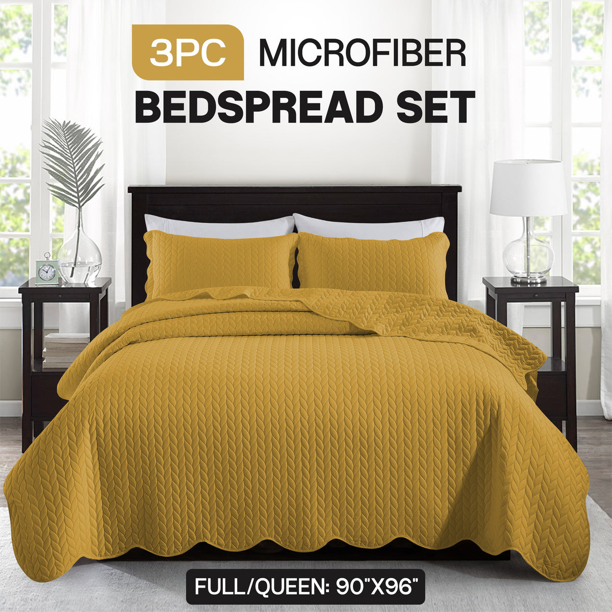 3pcs Bedspread Set Bedspreads with free Pillow Shams - Leaf Pattern Soft & Breathable Bedspread Lightweight Microfiber Bedspread - Modern Style Floral Pattern Coverlet For All Seasons - Christmas Gifts For Family And Friends (1 Bedspread, 1 Or 2 Pillow Sh
