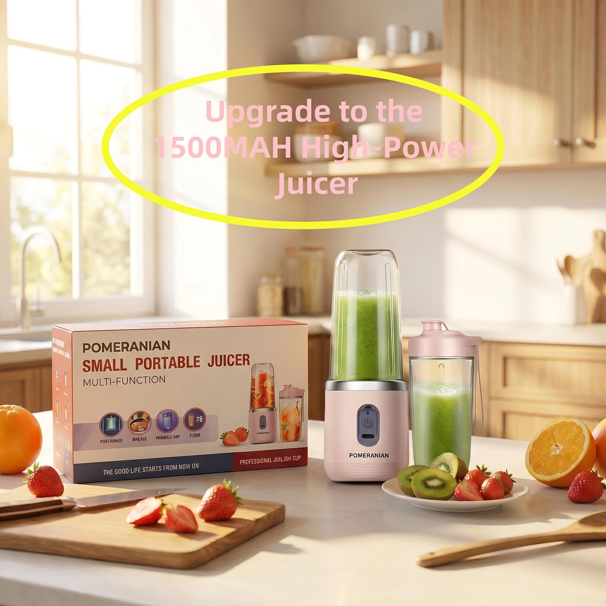 Portable Double Cup Fruit And Vegetable Juicer, Made of Food Grade ABS, with a Capacity of 1500Mah Rechargeable Battery, Gift Box, Multifunctional Juicer, Kitchen Supplies, Essential for Summer Fruit Juicing