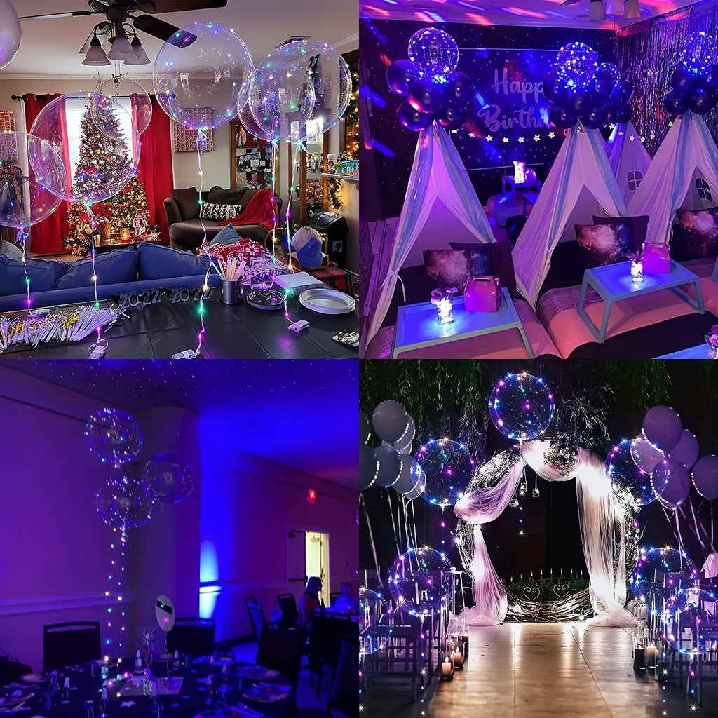 20pcs (10PCS LED Lights with 10pcs LED Light Up Bobo Balloons)String Lights Transparent Balloons for Birthday Wedding Christmas Party Easter Mother's Day Graduation Halloween Decor Decorations. 2*AA Batteries And Helium Not Included,Suitable