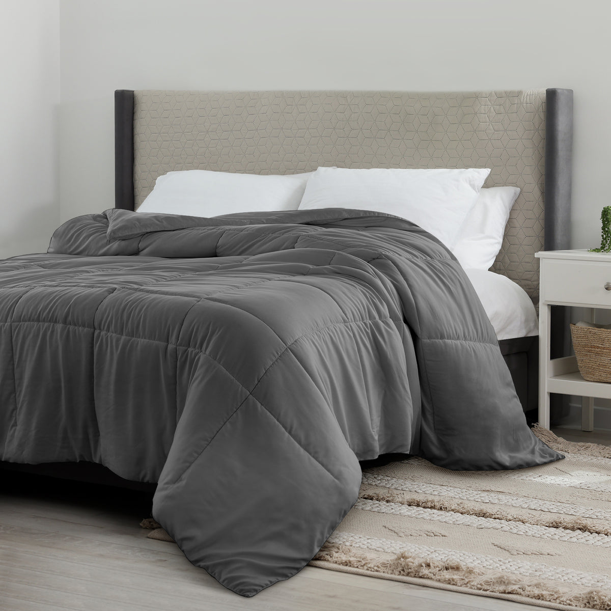 Lux Decor Comforter - All Season Quilt Comforter For Summer Sleeping With Corner Tabs - Soft, Breathable Versatile Bedding & Bedroom Decor - Luxurious Box Stitching