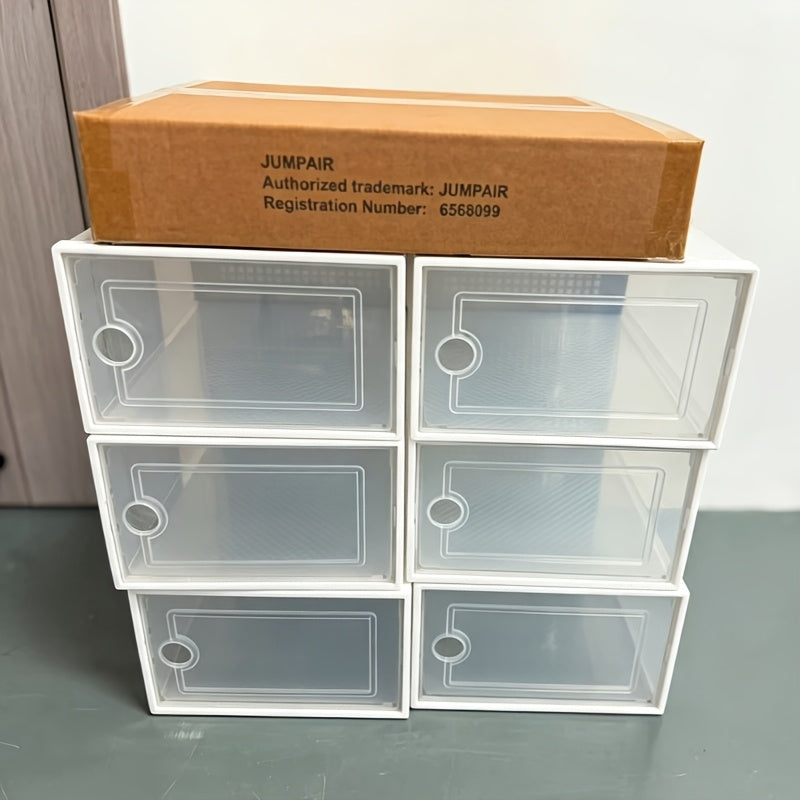 6/12/24pcs Thickened Transparent Shoe Boxes with Lid, Foldable Stackable Free Combination Shoe Rack, Plastic Sneaker Container, Space Saving Storage Organizer for Entryway Bedroom, Home Shoe Box Shoe Racks Shoe Storage Organizer Shelf