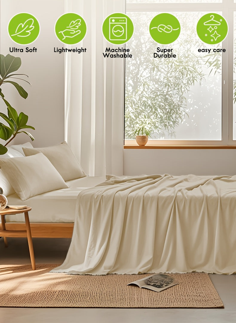 ClevaHome Light Luxury Breathable Sheet Set - 3/4pcs Deep Pockets Cooling Soft Bedding, Fade-Resistant Deep Pockets, All-Season Comfort, Ideal for Dorms, Guest Rooms Everyday Use Twin Full Queen King Sheet