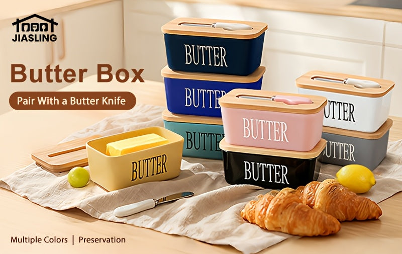 1pc Luxury Large Butter Dish with Lid - Ceramic Countertop Keeper with Knife High-Quality Sealing and Easy-Clean Design - Perfect Kitchen Gift for Butter Lovers Butter Container