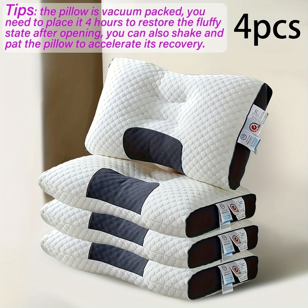 2pcs/4pcsSoft Neck Couple Pillow - Adjustable Ergonomic, Removable High-quality Pillow Core, Provides Deep Sleep Neck, No Collapse, Machine Washable