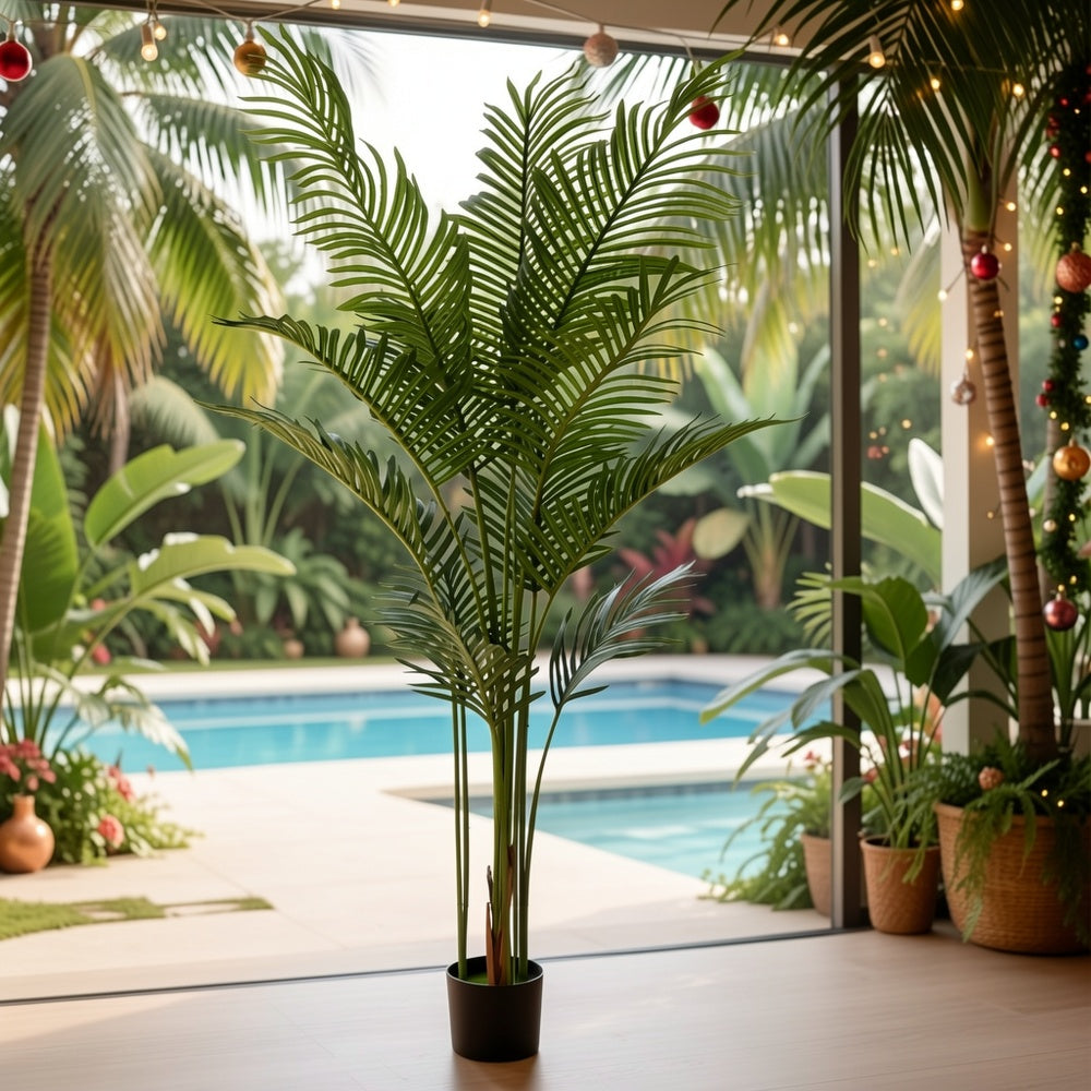 Faux Tropical Palm Tree, 5.9-Foot Artificial Floor Plant with Realistic Leaf Design for Living Room, Home Office, Entryway and Hotel Decor