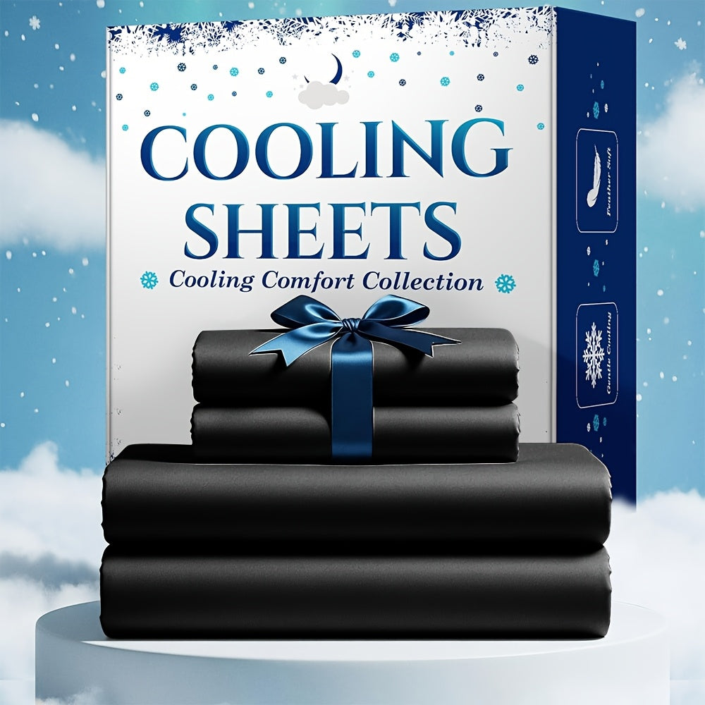 3/4pcs Bamboo Blend Cooling Bed Sheet Set - Kids Ultra Soft Breathable Sheets with Deep Pocket Fitted Sheet (18"-24" Height), Children, 2200 TC Cooling Fabric, Shrink & Wrinkle Resistant, for All-Season Comforter Fit, Hotel Luxury Christmas Gift