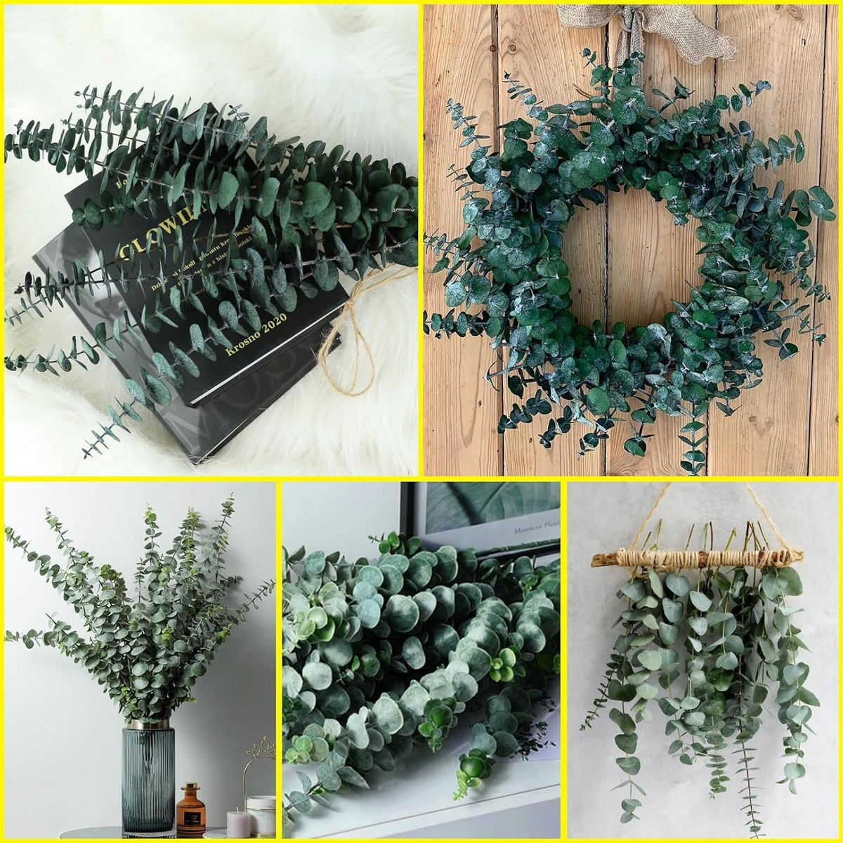 21pcs Real Dried Eucalyptus Stems - Long-Lasting Green Botanical Branches Suitable for Wedding Aisle Decor, Spa, Indoor Hanging Flower Garland - Plastic-Wrapped for freshness (21 Stems)